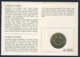 NDK 1972. 20M "Schiller" érmés, bélyeges borítékon alkalmi bélyegzővel, hátoldali ismertet...