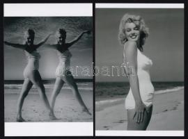 cca 1955 Marilyn Monroe (1926-1962) amerikai színésznő és fotómodell, 4 db modern nagyítás a néhai Lapkiadó Vállalat fotólaborjának archívumából, 15x10 cm