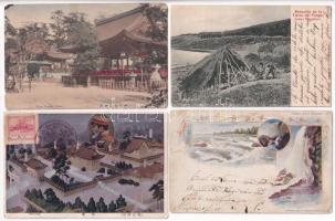 7 db RÉGI tengerentúli képeslap vegyes minőségben / 7 pre-1945 overseas town-view postcards in mixed quality