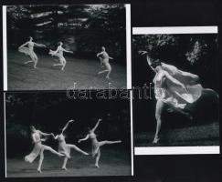 cca 1925 Mozgásművészek tánca a szabadban, 3 db modern nagyítás a néhai Lapkiadó Vállalat fotólaborjának archívumából, 10x15 cm