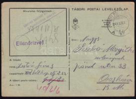 1944 2. kerékpáros század, VIII. honvéd hadtest katonája tábori postai levelezőlapja a II. világháború idejéből, Orosházára küldve. 2. kerékpáros század, VIII. honvéd hadtest bélyegzőjével.