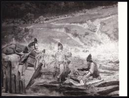 1974 és 1980 Két felvétel a Feszty-körkép restaurálásáról, hátoldalán felirat, ezüst zselatinos fotó...