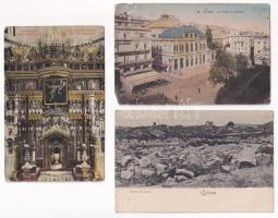 3 db régi külföldi város képeslap vegyes minőségben / 3 pre-1945 town-view postcards in mixed quality: Ephesus, Jerusalem, Alger