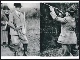 cca 1930 Horthy Miklós kormányzó vadászaton, 3 db modern nagyítás, 24x17,8 cm és 15x10 cm