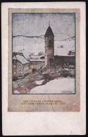 1917 I világháborús tábori posta K.u.k. Geniedirektion Feldpost és Zensuriert bélyegzőjével, a budap...