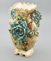 W&J Co. angol fajansz váza. Kézzel festett, jelzett, lepattanásokkal 35 cm