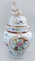 Herendi kínai mintás, koi-halas nagy méretű fedeles urnaváza. Kézzel festett, jelzett, repedéssel m:...