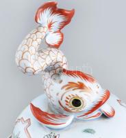 Herendi kínai mintás, koi-halas nagy méretű fedeles urnaváza. Kézzel festett, jelzett, repedéssel m:...