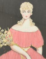 Selyem kép párban. Üvegezett fa keretben 38x31 cm