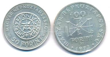 1972. 50Ft Ag + 100Ft Ag "Szent István" pár T:BU 
Adamo EM38; EM39