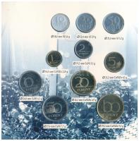 1996. 10f-100Ft 10klf db "50 éves a forint" forgalmi sor dísztokban. A tokon a ragasztás r...