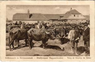 1916 Nagyszeben, Hermannstadt, Sibiu; Bivaly-vásár, piac. Jos. Drotleff Nr. 419. 1916 / Büffelmarkt / Targ de bivolite / buffalo fair, market (EK)