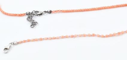 Korall nyaklánc és karkötő, ezüst(Ag) szerelékkel, h: 19 és 38 cm