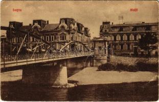 1919 Lugos, Lugoj; hídfő, Haberehrn vasudvar, üzletek. Sziklai Lajos kiadása 458. / bridge, shops (EB)