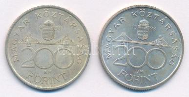 1993. 200Ft Ag "MNB" (2x) T:AU,XF patina 
Adamo F13