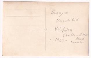 1939 Aranyos, Aries; Vasúti híd építés közben az Aranyos folyó felett a Várfalva-Torda-Abrud vasúti ...