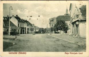 1939 Csernátfalu, Cernat, Cernatu (Négyfalu, Sacele); Piata Principele Carol / tér / square, street view (EK)