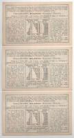 Budapest 1903. "Tanuló Sorsjegy" 1K értékben (3x) sorszámkövetők "098309-098311"...