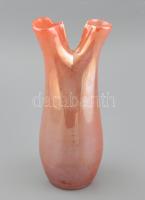 Rózsaszín fatörzs üveg váza. Cseh hutaüveg. Hibátlan. 28 cm