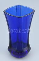 Kék üveg váza. Formába öntött, hibátlan 20 cm