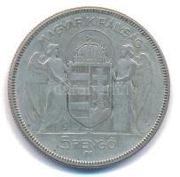 1930. 5P Ag "Horthy jobbra" T:F patina Adamo P8