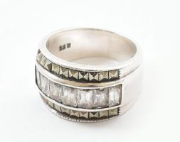 Ezüst(Ag) köves gyűrű, jelzett, méret: 54, bruttó: 8,59 g