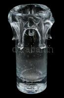 Kézi készítésű buborékos üveg váza. Kis feszültséggel. 18 cm