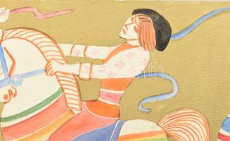 Róna Emy (1904-1988): Variációk Ezeregy-éjszaka témára II., 1974. Vegyes technika, papír, jelezve jo...