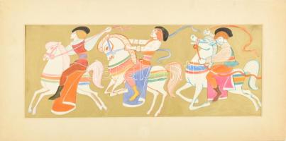 Róna Emy (1904-1988): Variációk Ezeregy-éjszaka témára II., 1974. Vegyes technika, papír, jelezve jo...