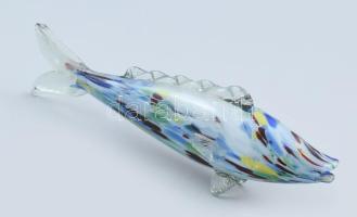 Üveg hal, anyagában színezett, kis lepattanással 29 cm