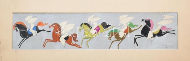 Róna Emy (1904-1988): Illusztráció az Ezeregy-éjszaka-meséiből, 1976. Vegyes technika, papír, jelezv...