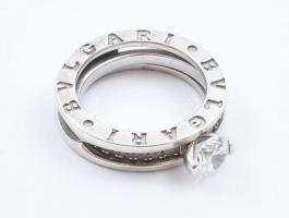 Ezüst(Ag) gyűrű forgatható középrésszel, Bulgari jelzéssel, méret: 54, bruttó: 7,1 g