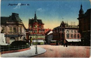 Nagyvárad, Oradea; Bémer tér, villamos, Berger Sándor, Erdős üzlete. Sebő Imre kiadása / square, tram, shops (EK)