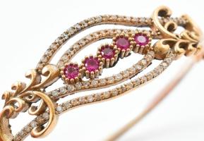 Ezüst(Ag) karperec, szintetikus rubinnal, jelzett, 5,5×6 cm, bruttó: 15,9 g