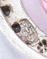 Ezüst(Ag) karikafülbevaló-pár rózsaszín kővel, jelzett, h: 3 cm, bruttó: 10,8 g