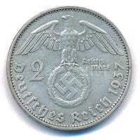 Német Harmadik Birodalom 1937D 5M Ag "Hindenburg" T:XF patina German Third Reich 1937D 5 R...