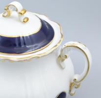Zsolnay Pompadour mintás porcelán teás készlet, kézzel festett, jelzett, hibátlan
