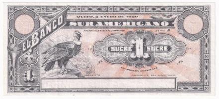 Ecuador / Banco Sur Americano 1920. 1S T:F szép papír  Ecuador / Banco Sur Americano 1920. 1 Sucre C:F fine paper Krause P#S251