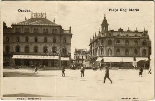 1930 Nagyvárad, Oradea; Piata Reg. Maria / Mária királyné tér, Palace szálloda és kávéház / square, hotel and café. Berecky (Arad) photo (EK)