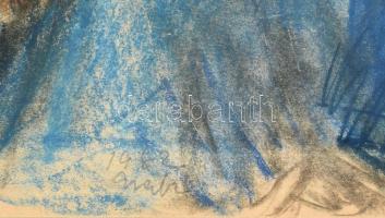 Gráber Margit (1896-1993): Gondolkodó lány, 1982. Pasztell, papír, jelzett, kartonra kasírozva. 61×4...