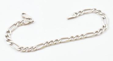 Ezüst(Ag) figaro karkötő, jelzett, h: 21 cm, nettó: 9,1 g