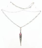 Ezüst(Ag) figaro nyaklánc, medállal, jelzett, h: 48 cm, bruttó: 13,3 g