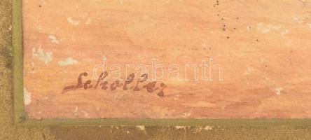 Scholler Rezső (1882-?): Déli pályaudvar. Akvarell, papír, hullámos 19x27 cm