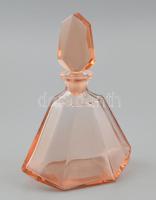 Rózsaszín likőrös üveg, csiszolt üveg dugóval 23 cm