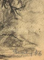 Gráber Margit (1896-1993): Varrónő, 1946. szén, papír, jelezve jobbra lent. 43×30,5 cm