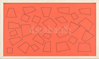 Olvashatatlan jelzéssel: Geometrikus formák. Akvarell, papír, üvegezett fakeretben. 28x43 cm