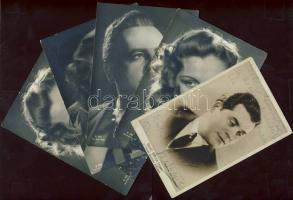 5 db színész fotólap, egyiken Szedő Miklós tenor sk. alláírásával