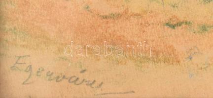 Egerváry Potemkin Ágost (1858-1930): Tanya. Akvarell, ceruza, papír, jelzett, üvegezett fakeretben. ...