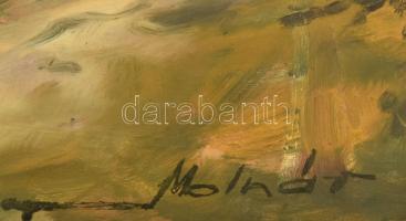 Molnár jelzéssel: Tanya. Olaj, karton, 30x40 cm, dekoratív fakeretben