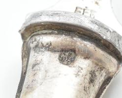 Ezüst (Ag) nyelű süteményes kés és villa készlet. Jelzett 6+6 db